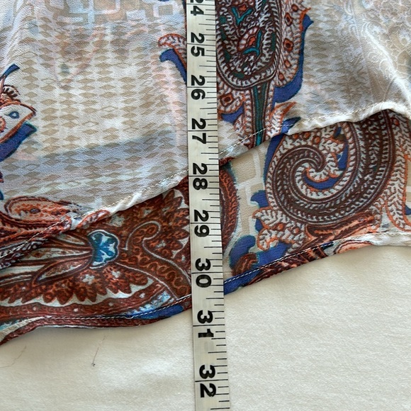 Chico’s 3/4 Sleeve Crème/Tan Paisley Print Blouse Sz 3 - Picture 12 of 14